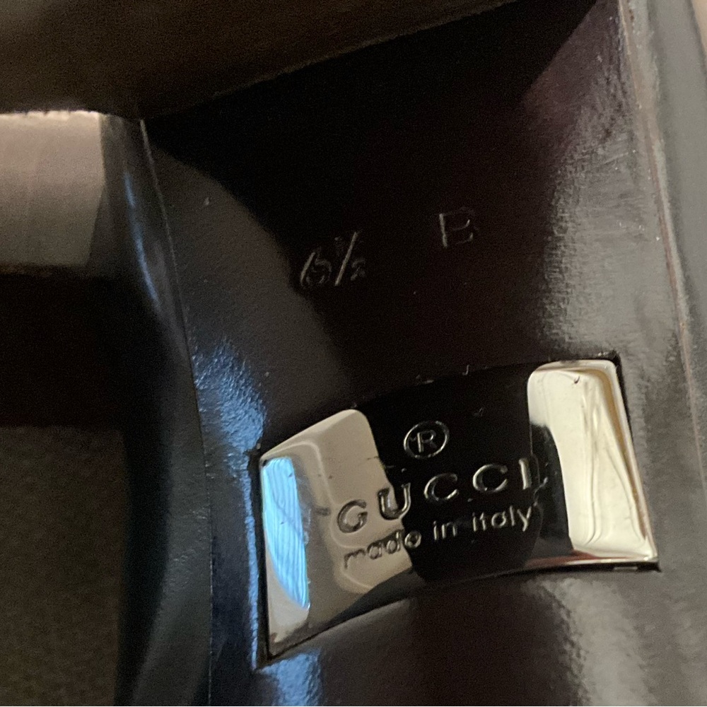 GUCCI pumps wooden heel size 6 1/2 Color Dark Grey - Picture 7 of 9